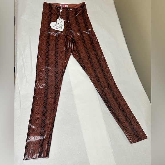 NWT; BUDDY LOVE ❤️MILA PATENT VEGAN LEATHER LEGGING - COGNAC SNAKE - Picture 9 of 15